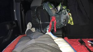 My Jeep sleeping quarters.