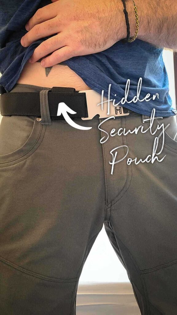 Theft deterrent travel pouch / wallet hides inside shorts or pants