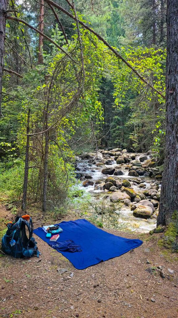 A riverside picnic in Bansko, Bulgaria