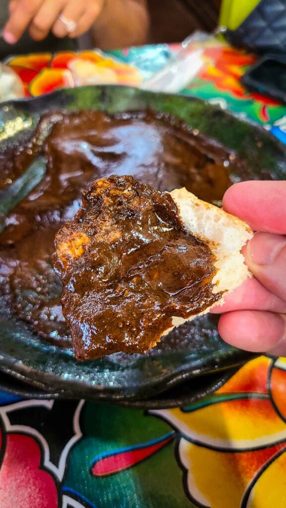 Mole on bread in Oaxaca