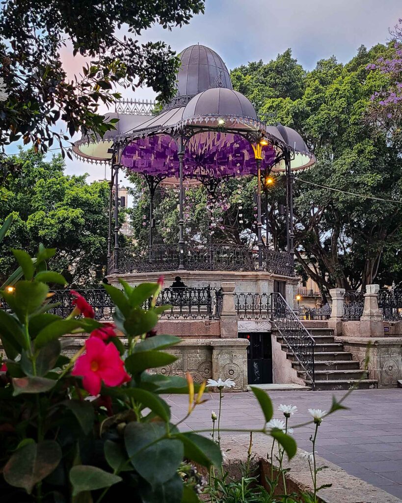 The gazebo in the centro, zocalo in Oaxaca, Mexico