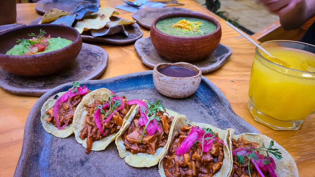 Pibil mushroom tacos at Hierba Dolche Vegan Restaurant